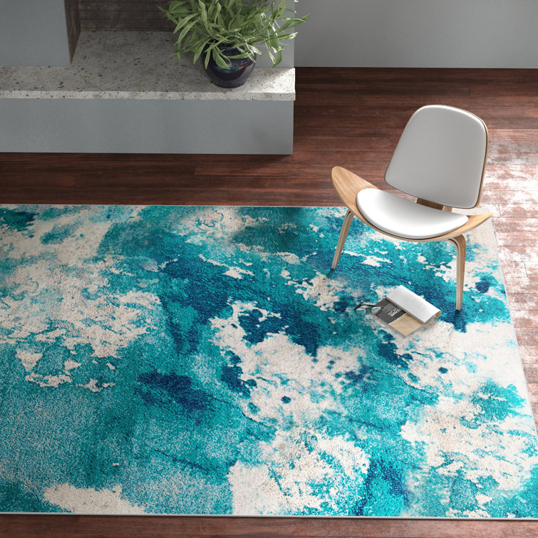 Wade Logan® Cox Abstract Teal/Light Gray/Cream Area Rug & Reviews Wayfair